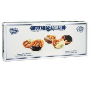 Galletas crujientes de caramelo con almendras bañadas con chocolate belga